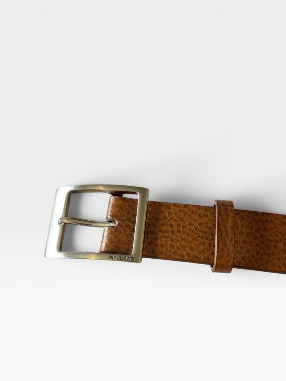 New York & Company Brown Textured Belt Silver Buckle Size Medium 37” - Picture 7 of 13